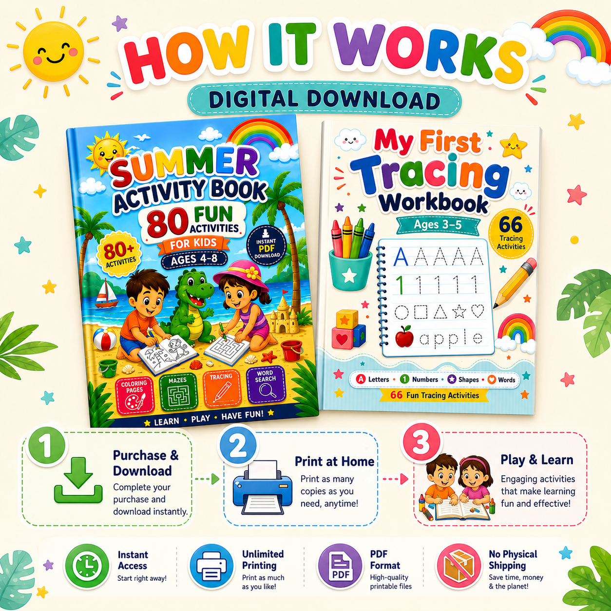 Printable Kids Activity Bundle | 2 PDF Workbooks