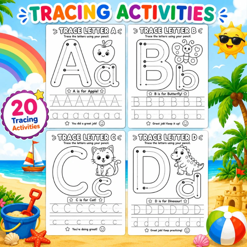 Summer Activity Book for Kids Ages 4–8 | 80 Printable PDF Activities