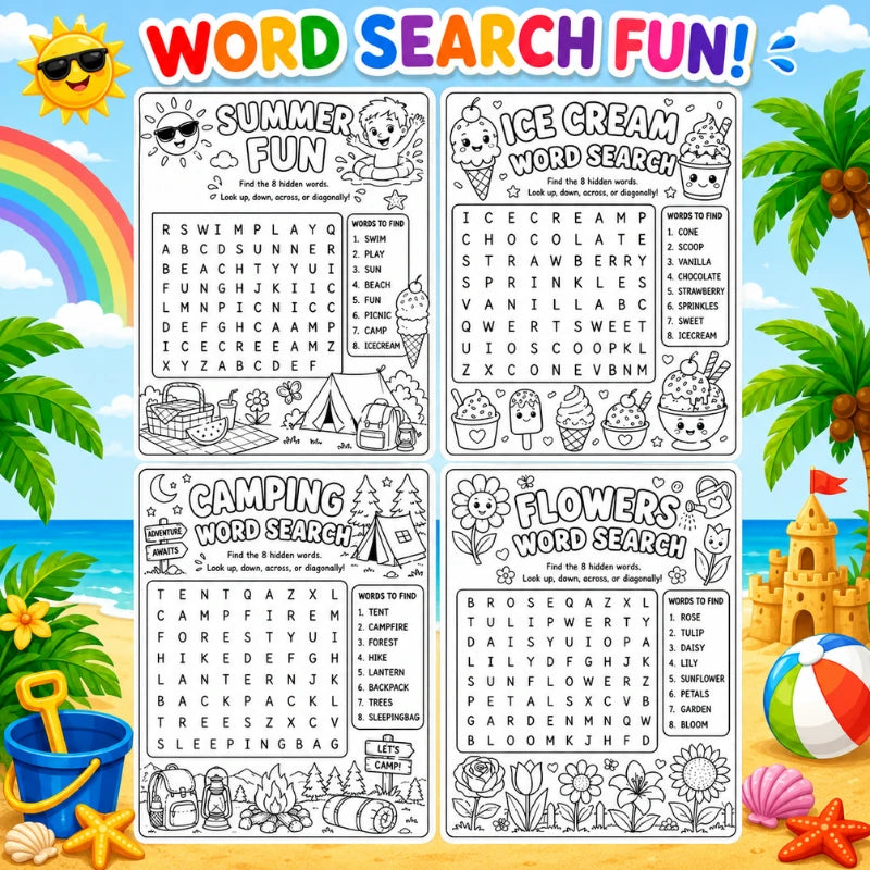 Summer Activity Book for Kids Ages 4–8 | 80 Printable PDF Activities