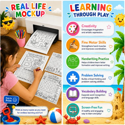 Summer Activity Book for Kids Ages 4–8 | 80 Printable PDF Activities