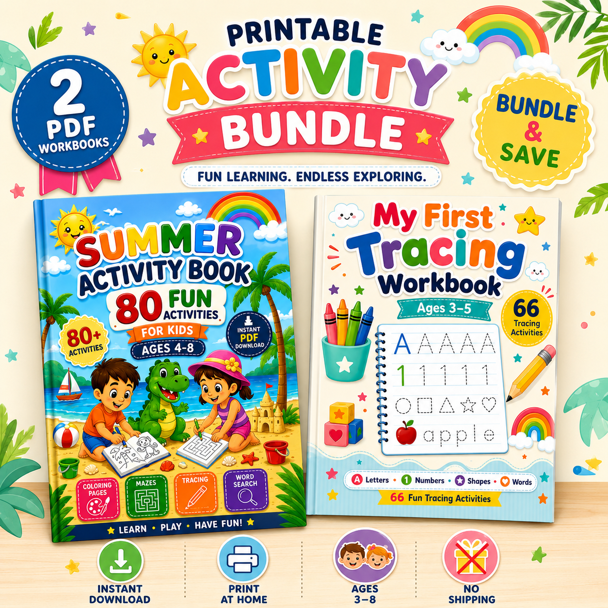 Printable Kids Activity Bundle | 2 PDF Workbooks