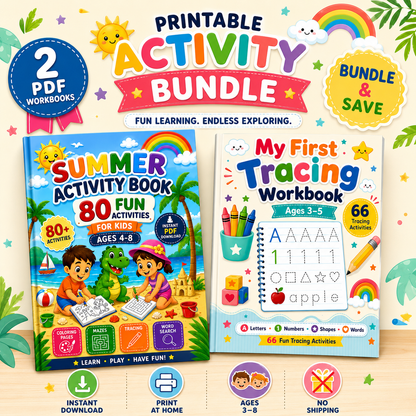 Printable Kids Activity Bundle | 2 PDF Workbooks