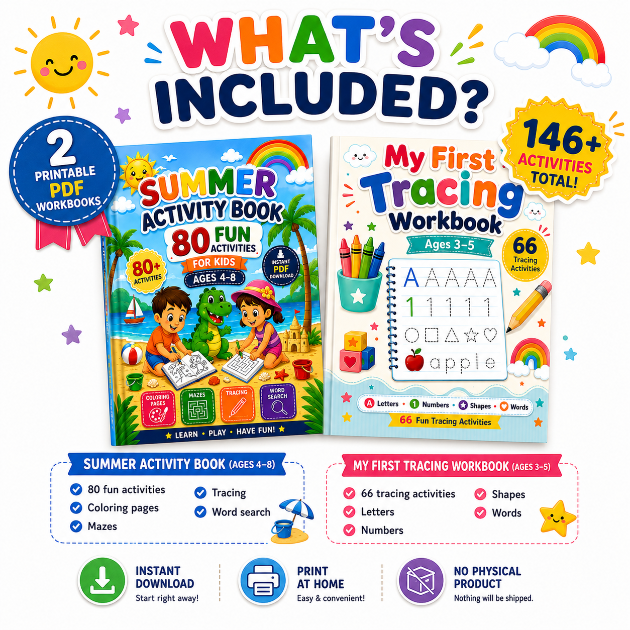 Printable Kids Activity Bundle | 2 PDF Workbooks