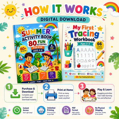 Printable Kids Activity Bundle | 2 PDF Workbooks